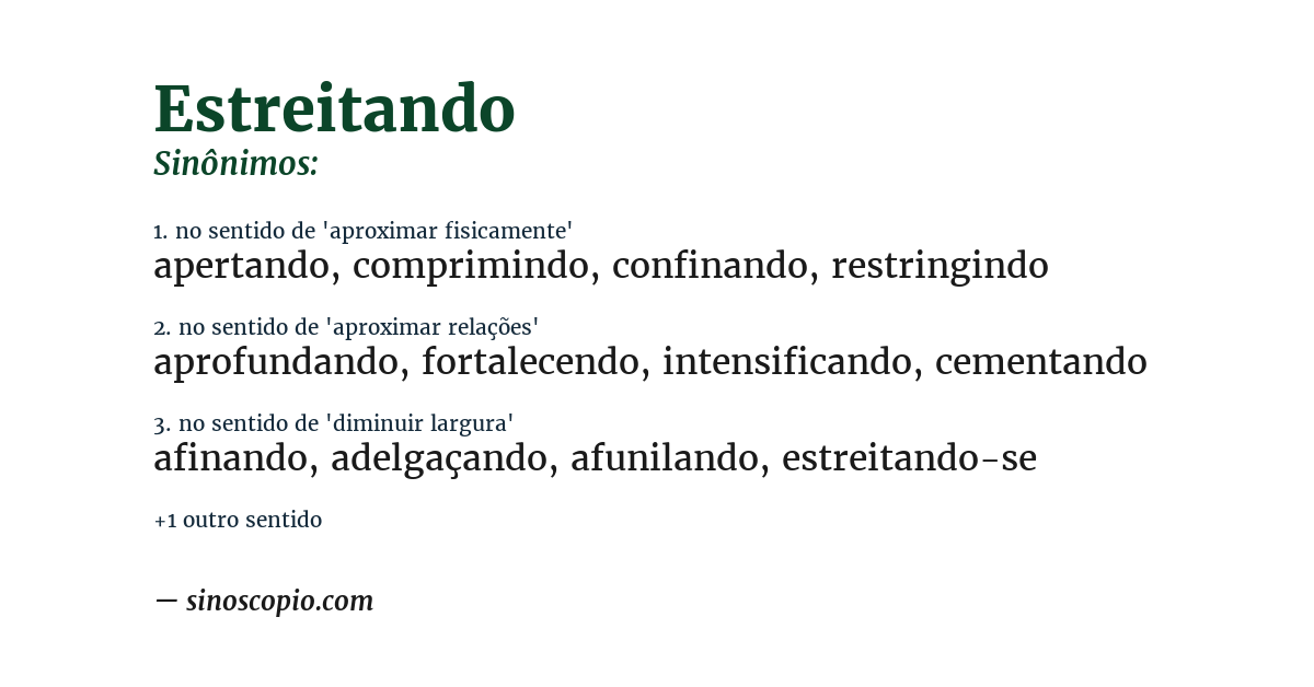 Sinônimo de estreitando