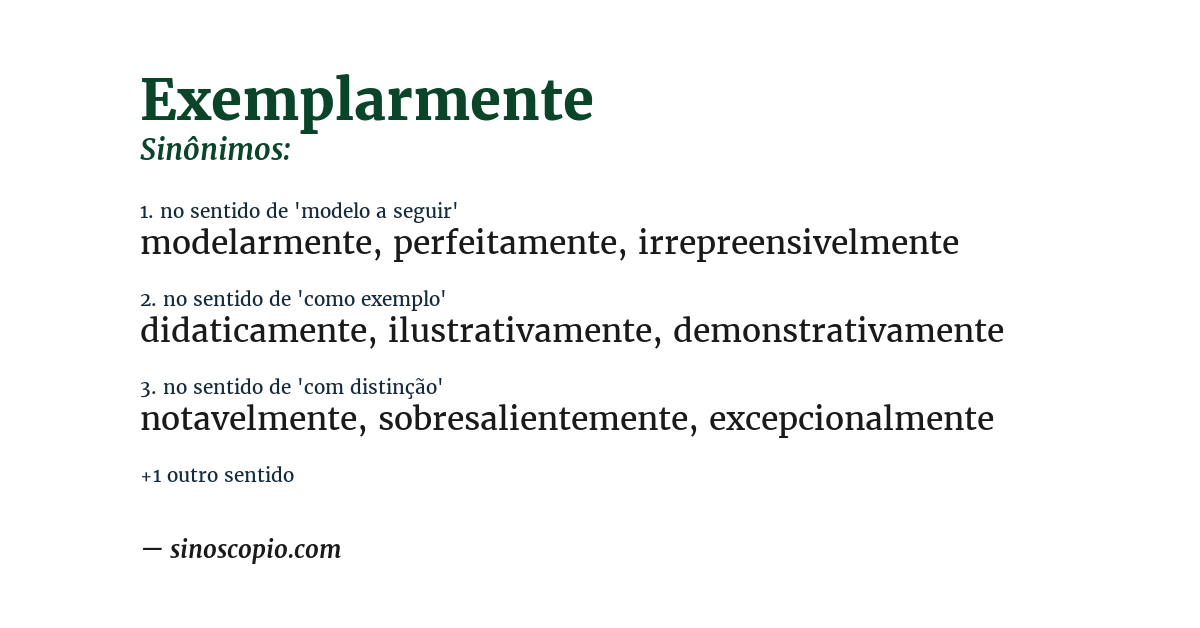 Sinônimo de exemplarmente