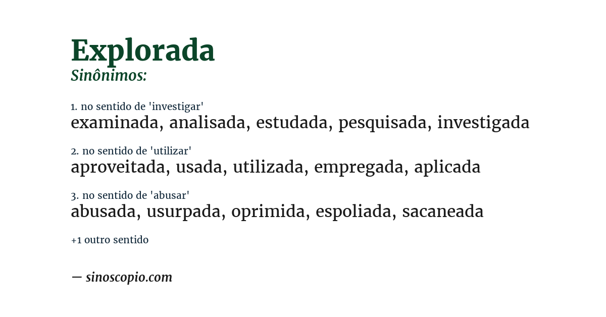 Sinônimo de explorada