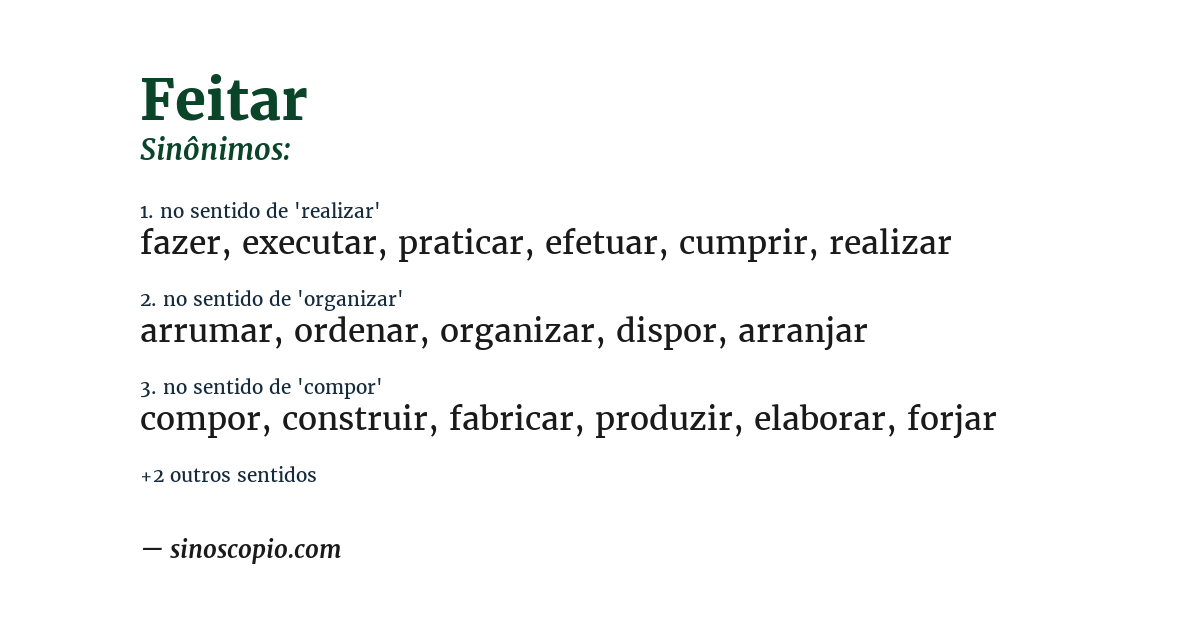 Sinônimo de feitar