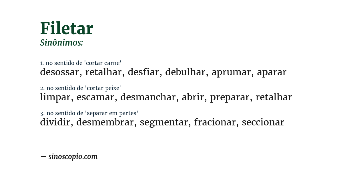 Sinônimo de filetar