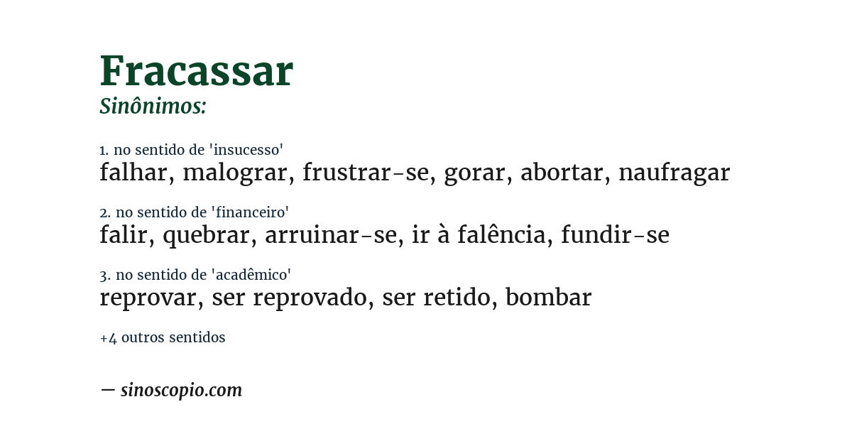 Sinônimo de fracassar