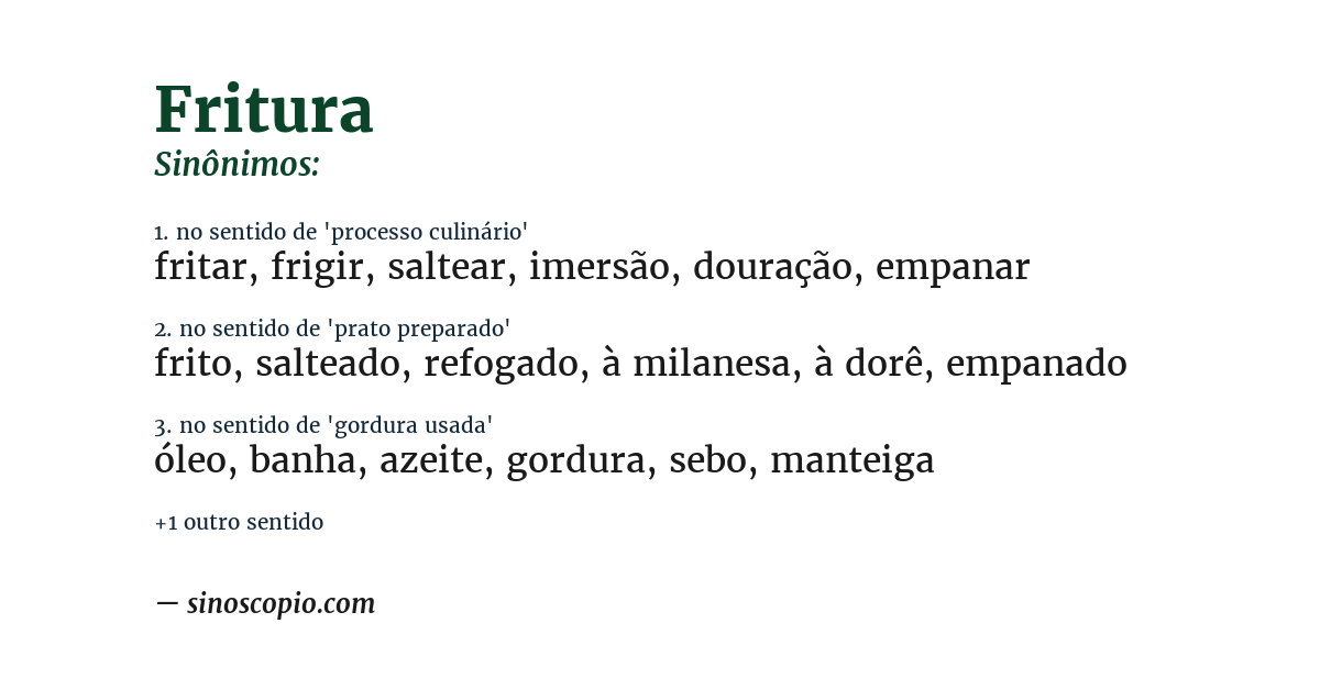 Sinônimo de fritura