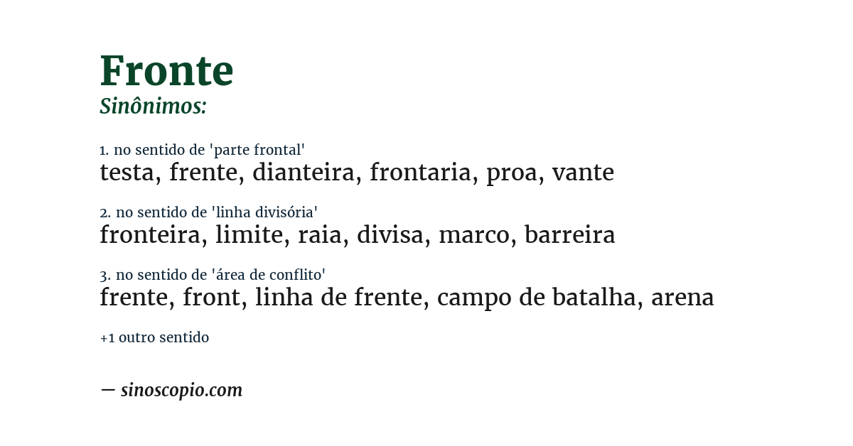 Sinônimo de fronte