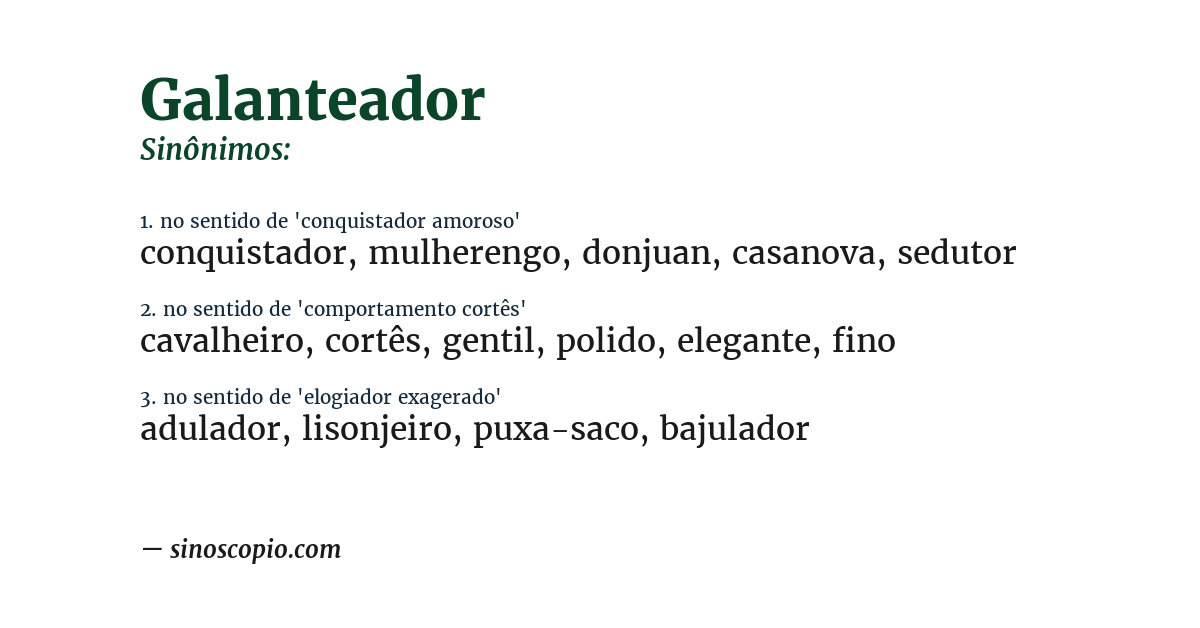 Sinônimo de galanteador