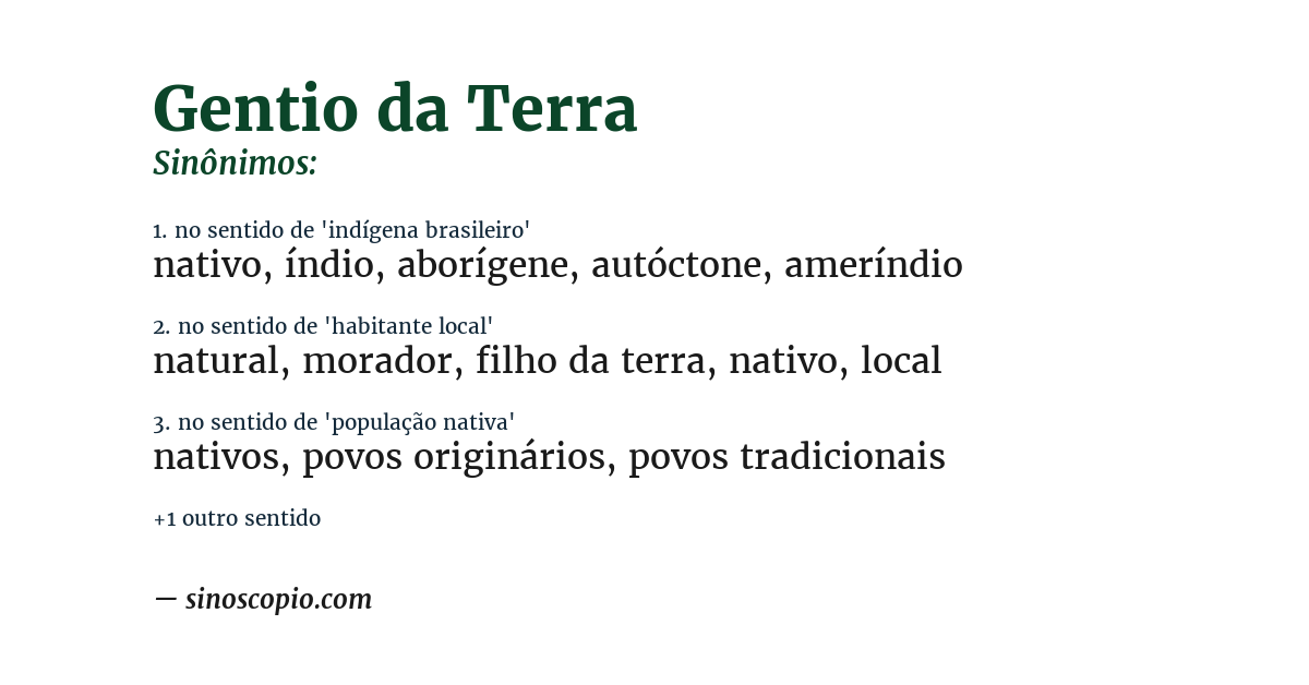 Sinônimo de gentio da terra