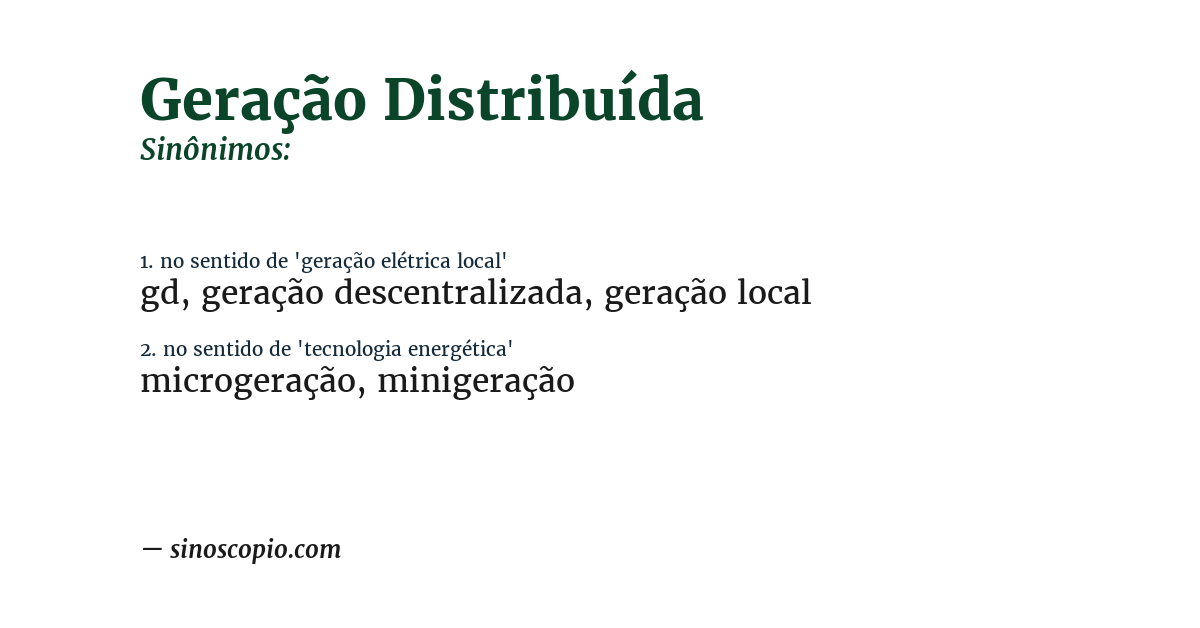 Sinônimo de geração distribuída
