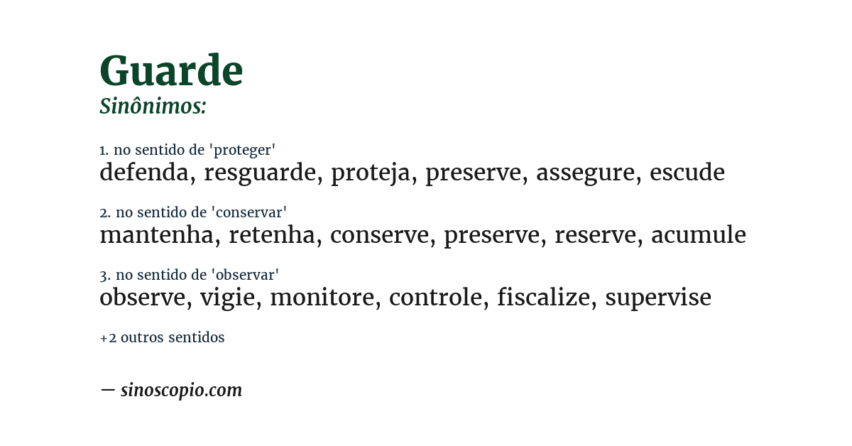 Sinônimo de guarde