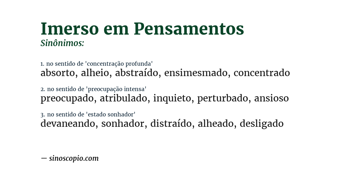 Sinônimo de imerso em pensamentos