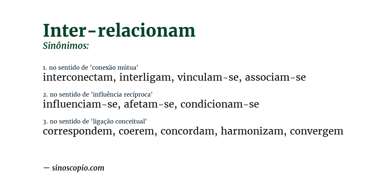 Sinônimo de inter-relacionam