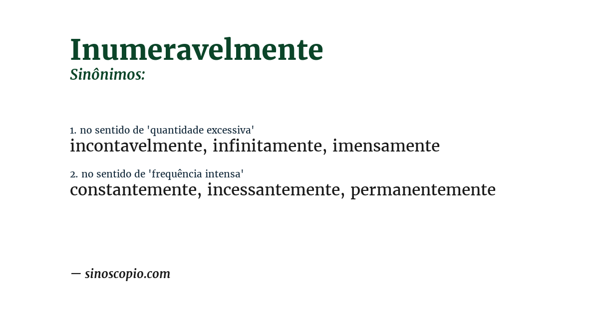 Sinônimo de inumeravelmente