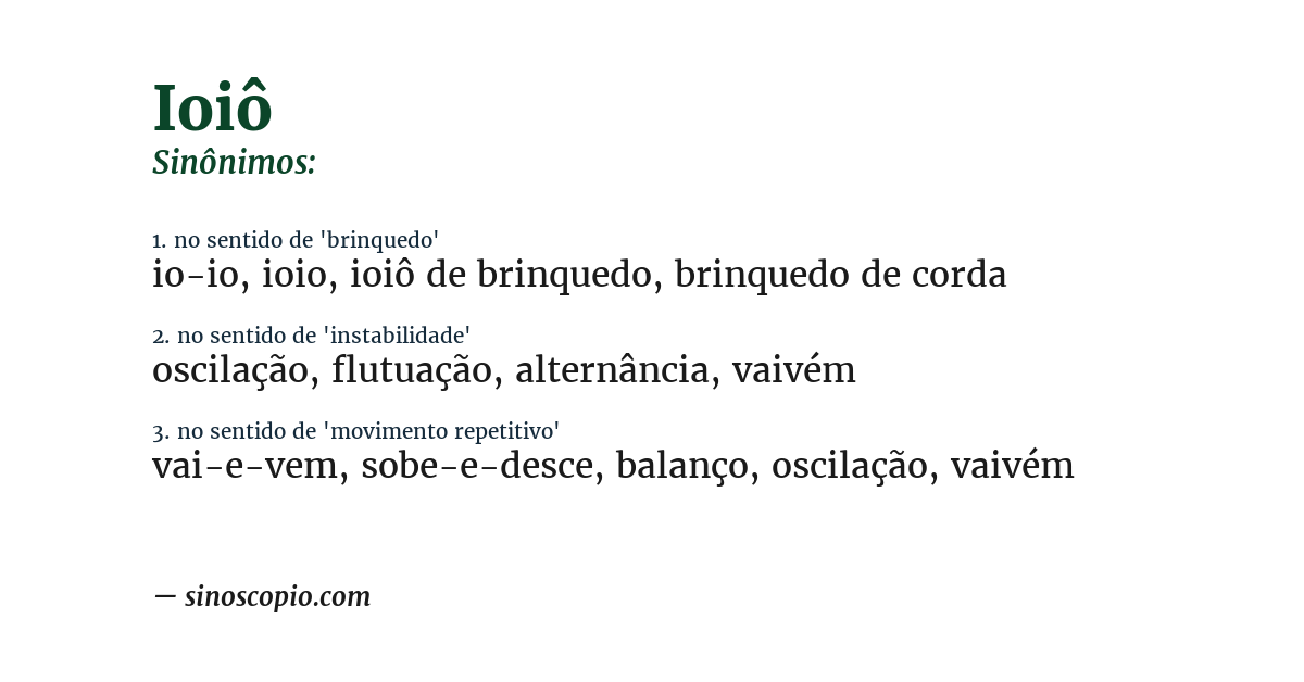 Sinônimo de ioiô