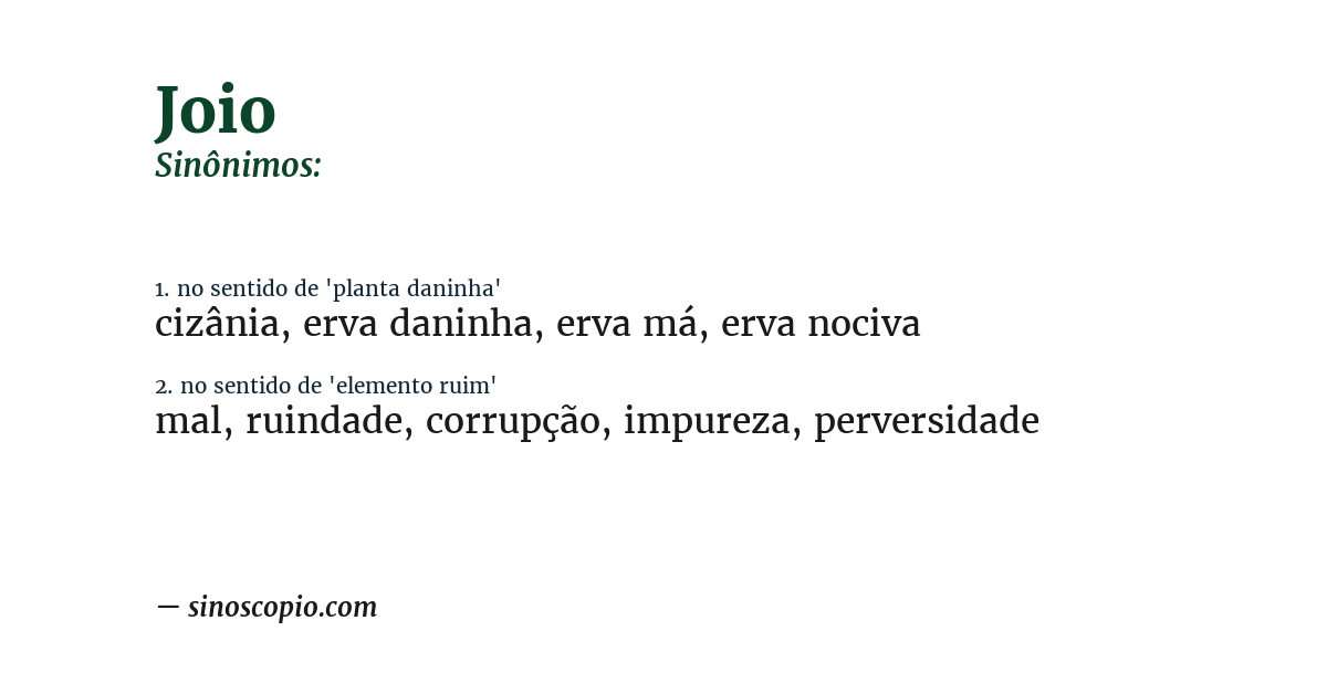 Sinônimo de joio