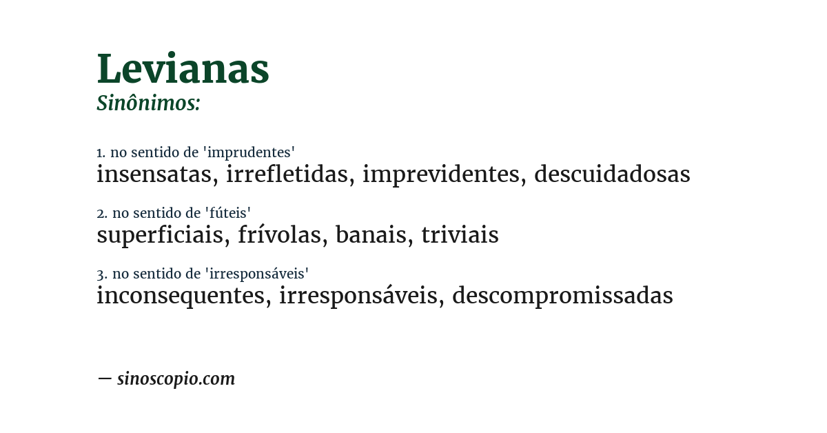 Sinônimo de levianas