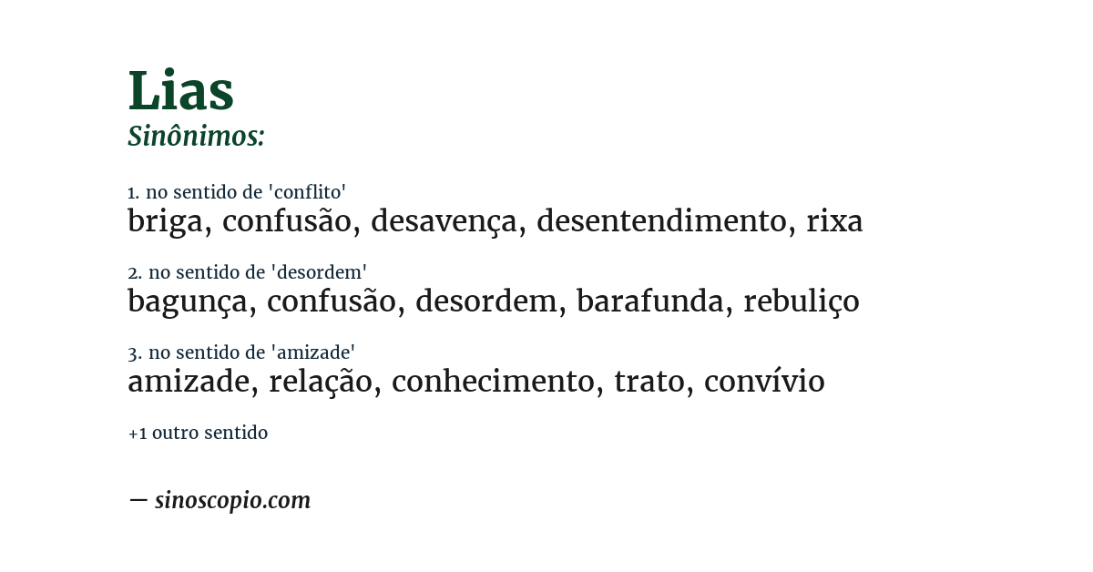 Sinônimo de lias