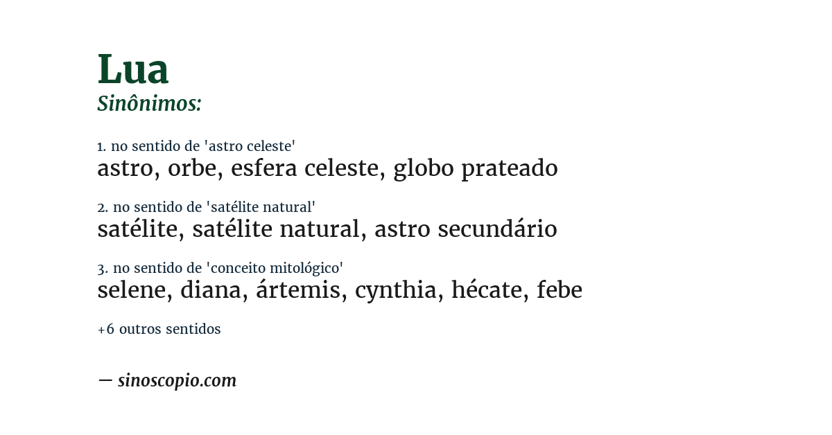 Sinônimo de lua