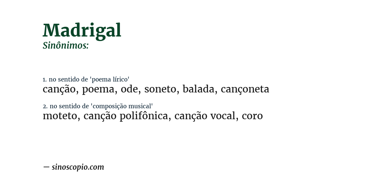 Sinônimo de madrigal
