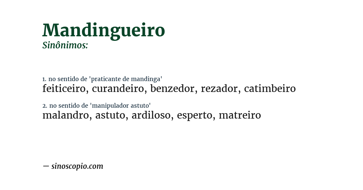 Sinônimo de mandingueiro