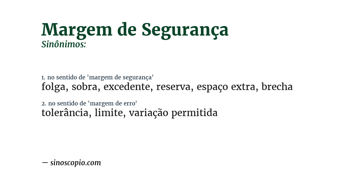 Sinônimo de margem de segurança