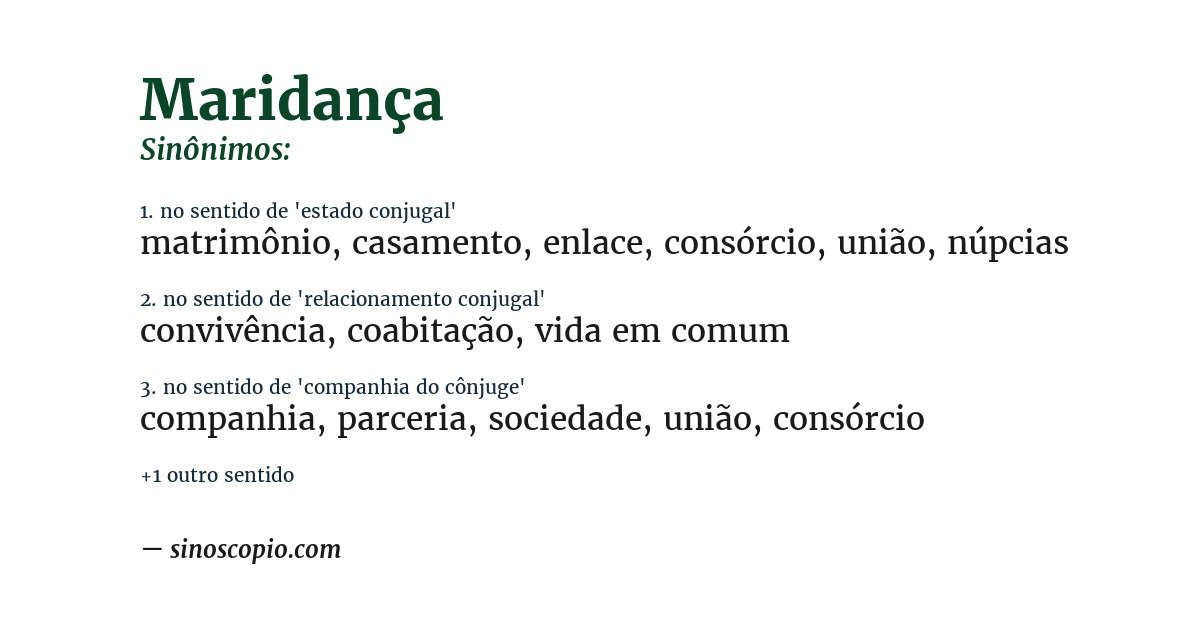Sinônimo de maridança
