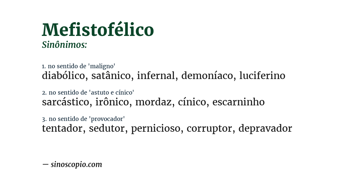 Sinônimo de mefistofélico