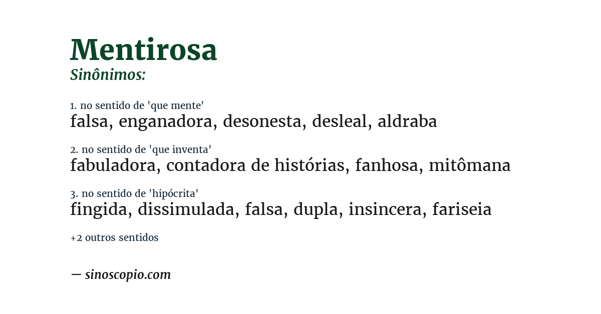 Sinônimo de mentirosa