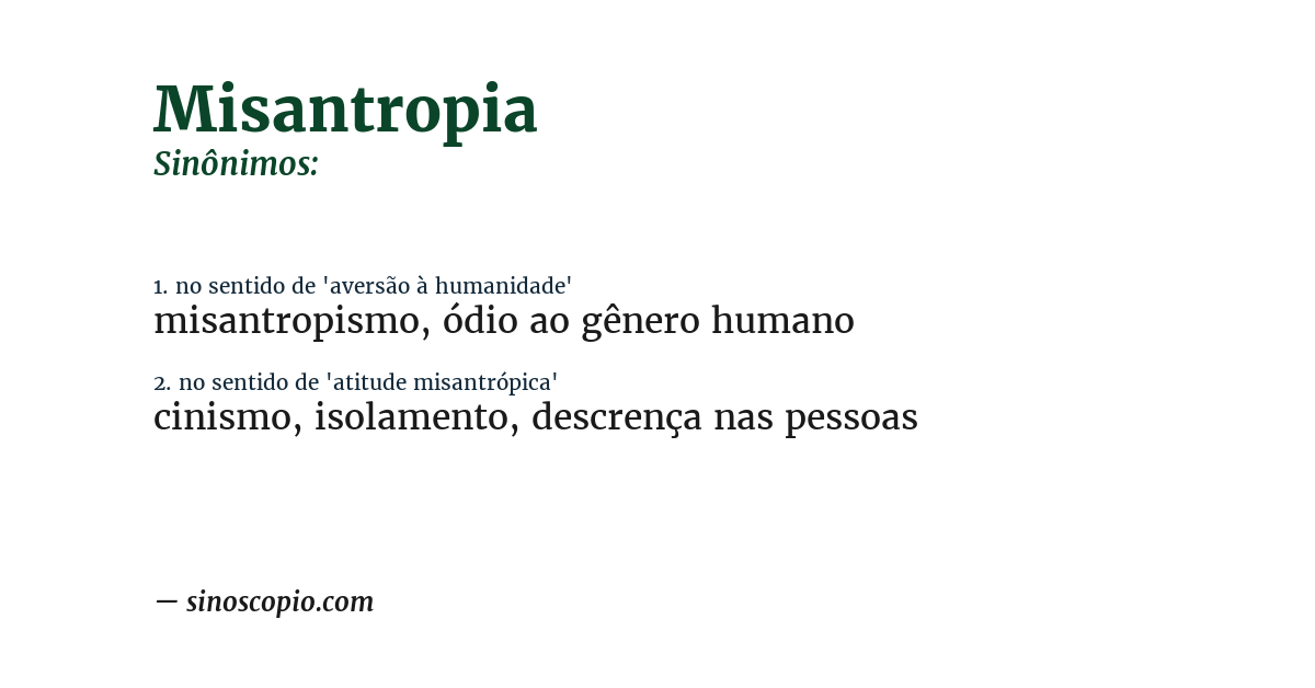 Sinônimo de misantropia
