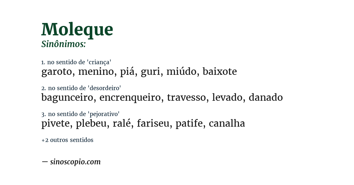 Sinônimo de moleque