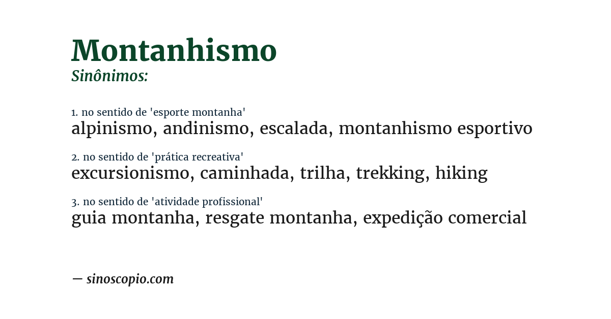Sinônimo de montanhismo