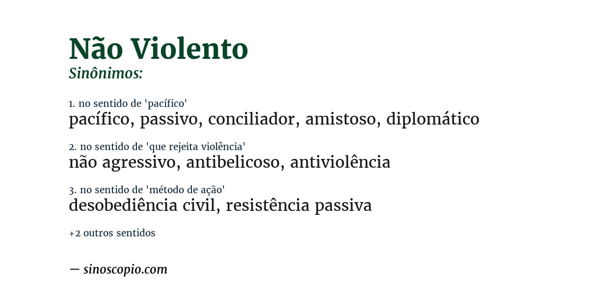 Sinônimo de não violento