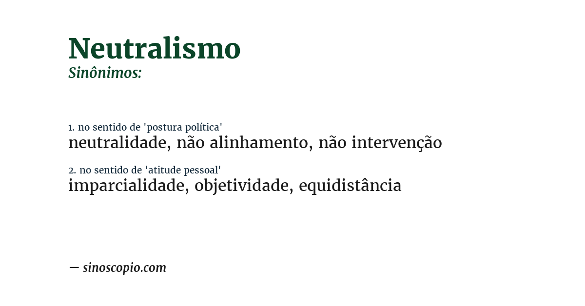 Sinônimo de neutralismo