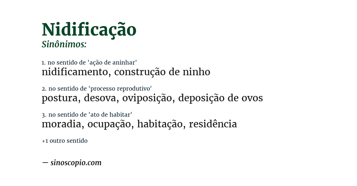Sinônimo de nidificação