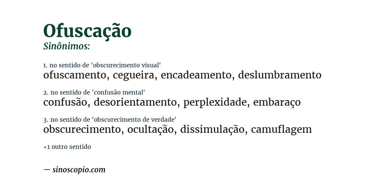 Sinônimo de ofuscação