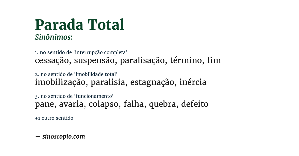 Sinônimo de parada total