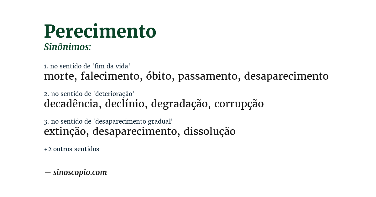 Sinônimo de perecimento