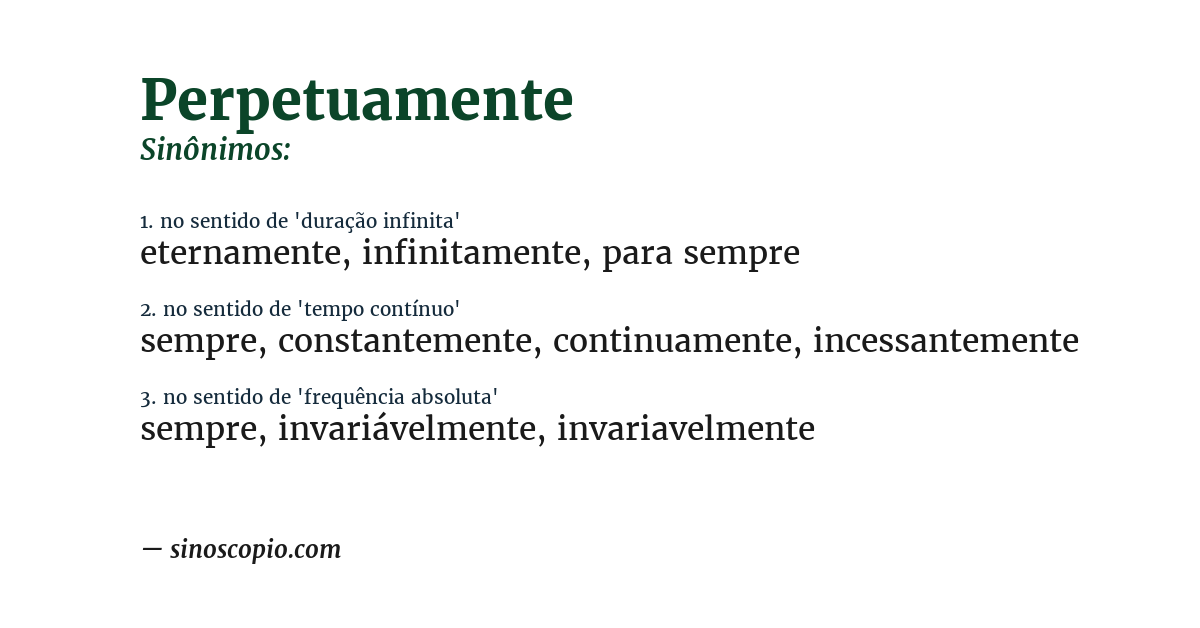 Sinônimo de perpetuamente