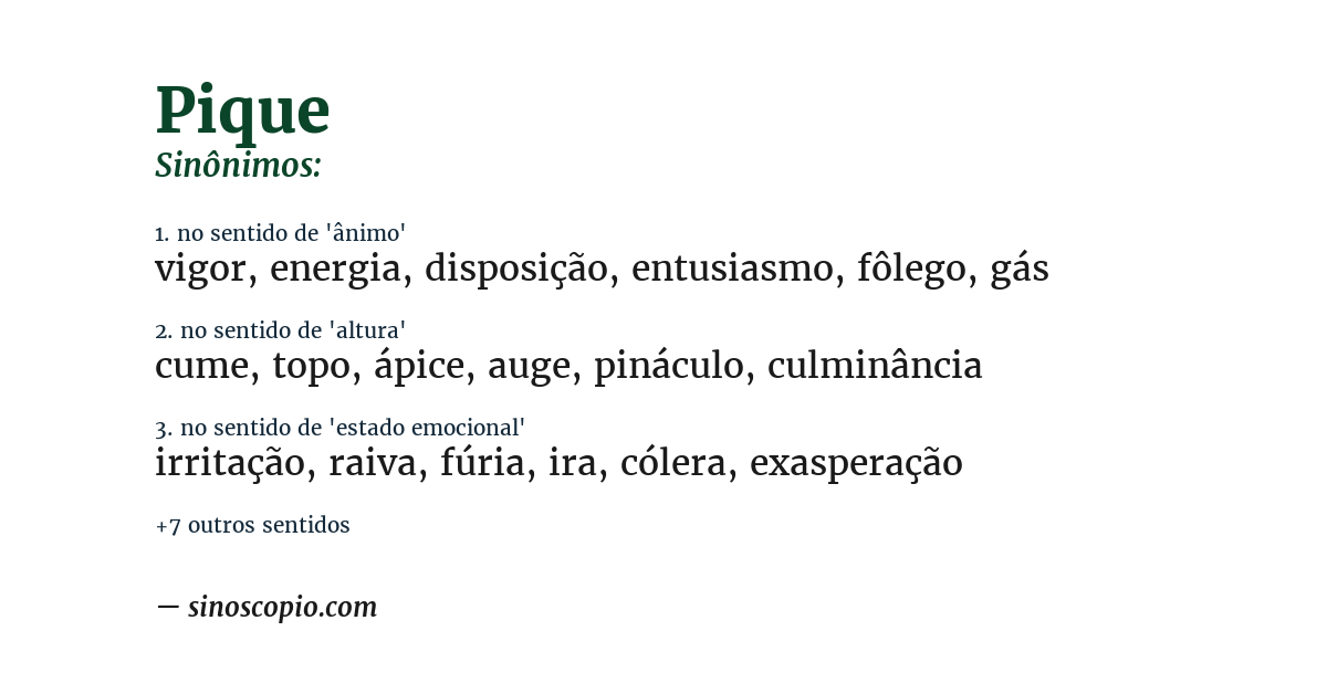 Sinônimo de pique