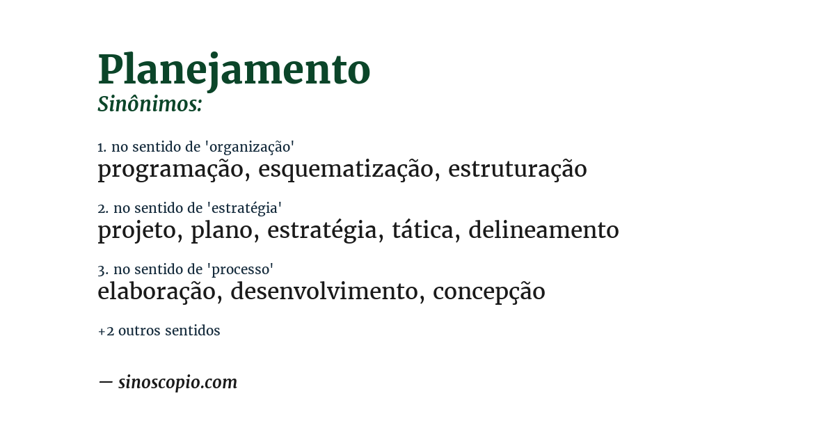 Sinônimo de planejamento