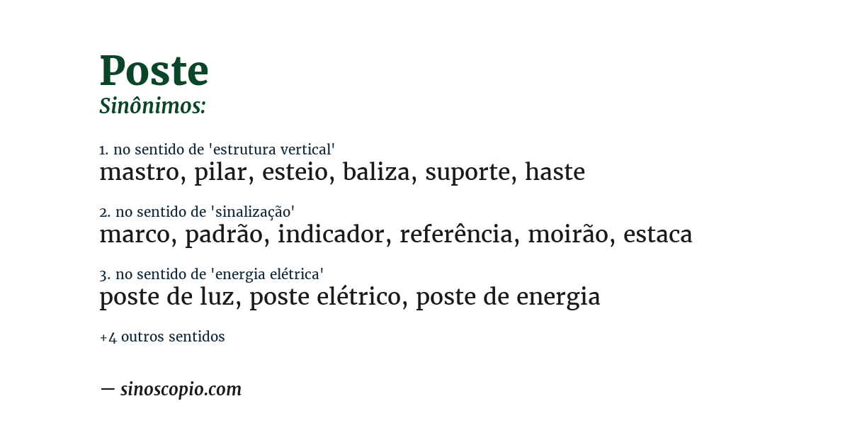 Sinônimo de poste
