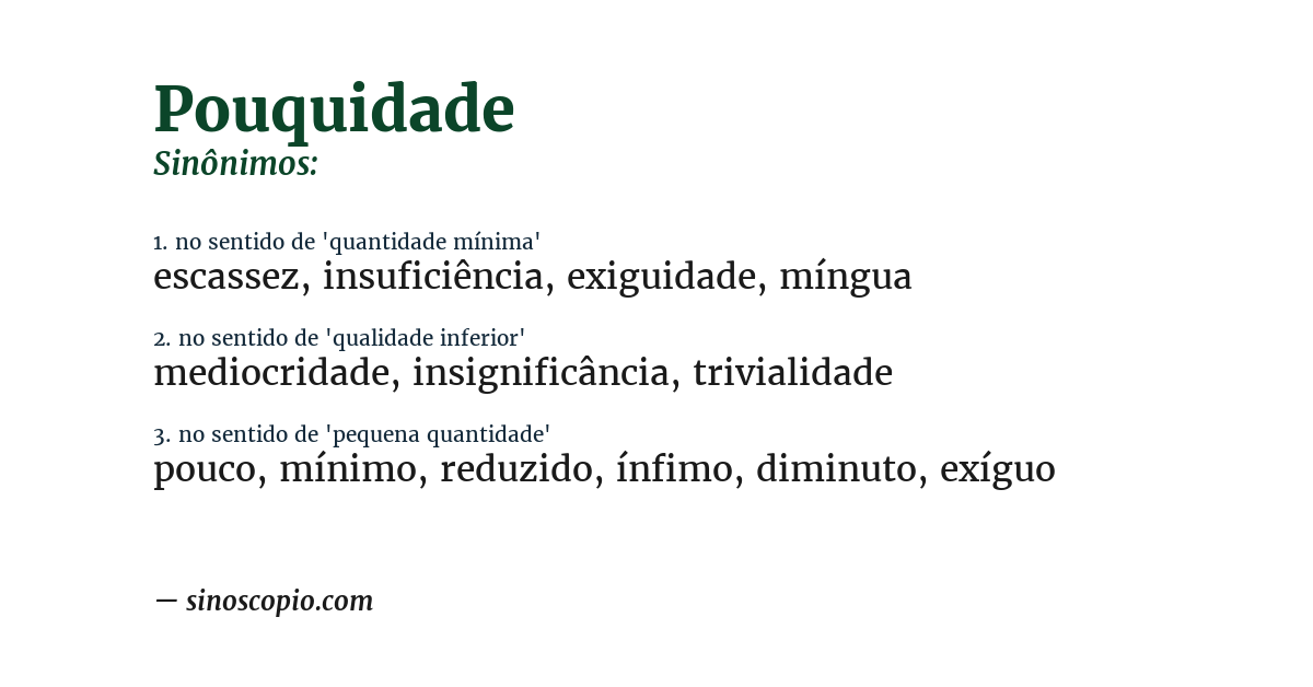 Sinônimo de pouquidade