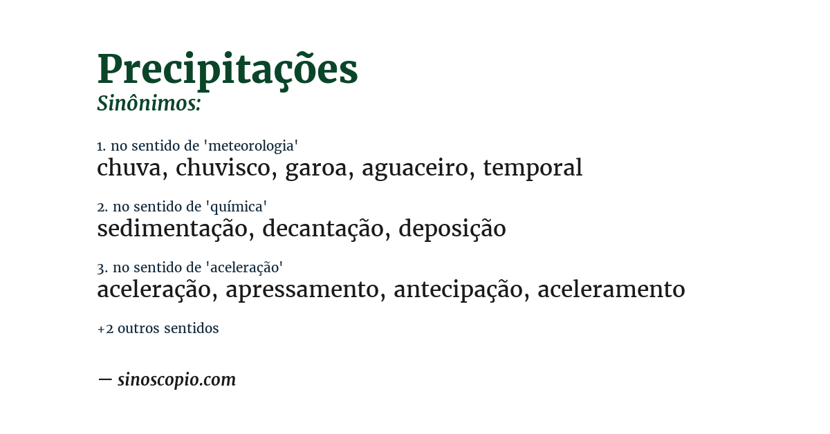 Sinônimo de precipitações