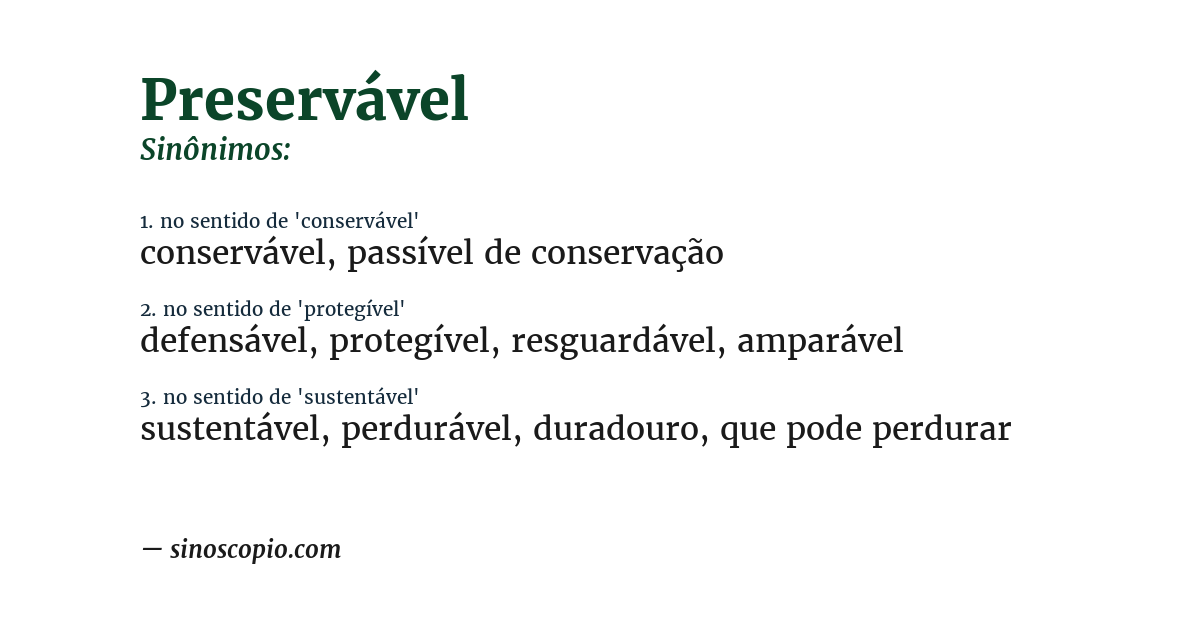 Sinônimo de preservável