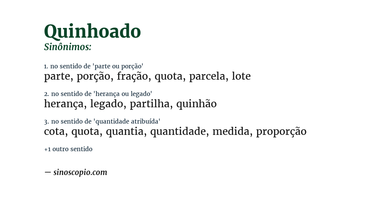 Sinônimo de quinhoado