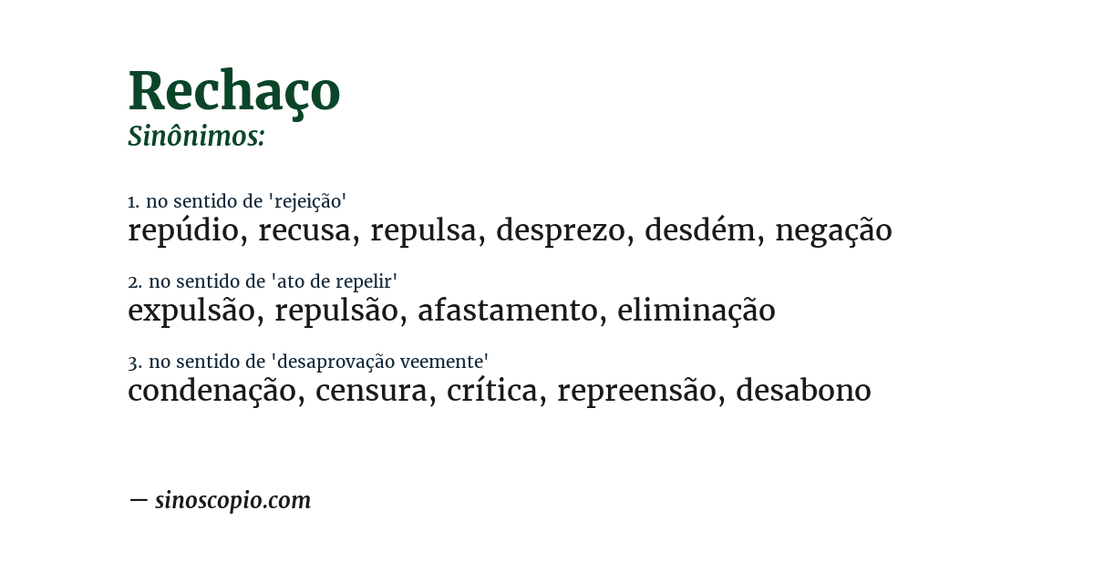 Sinônimo de rechaço