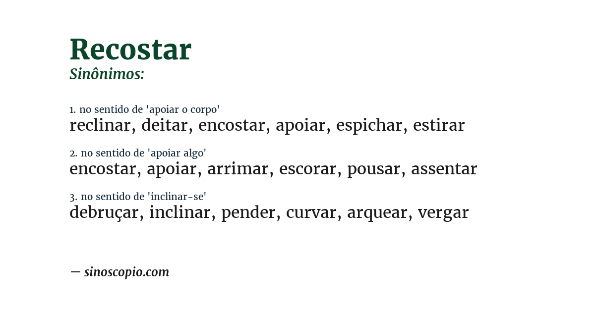 Sinônimo de recostar