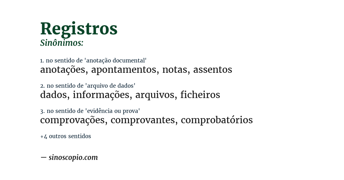 Sinônimo de registros