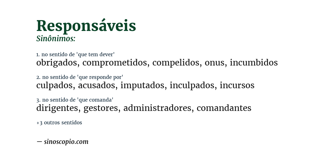 Sinônimo de responsáveis