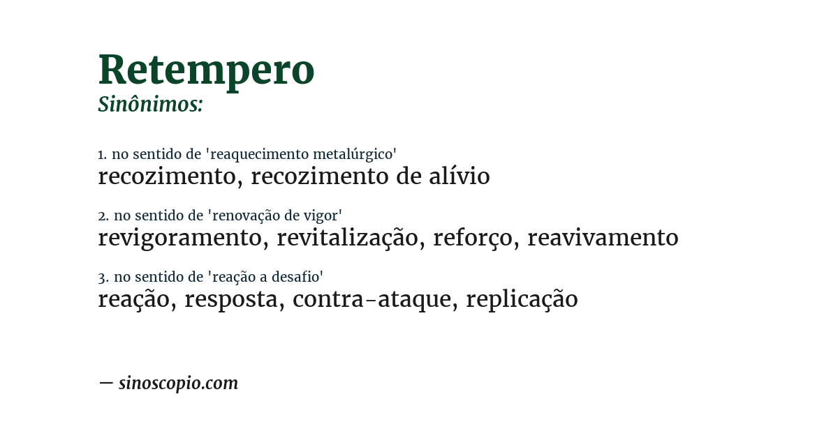 Sinônimo de retempero