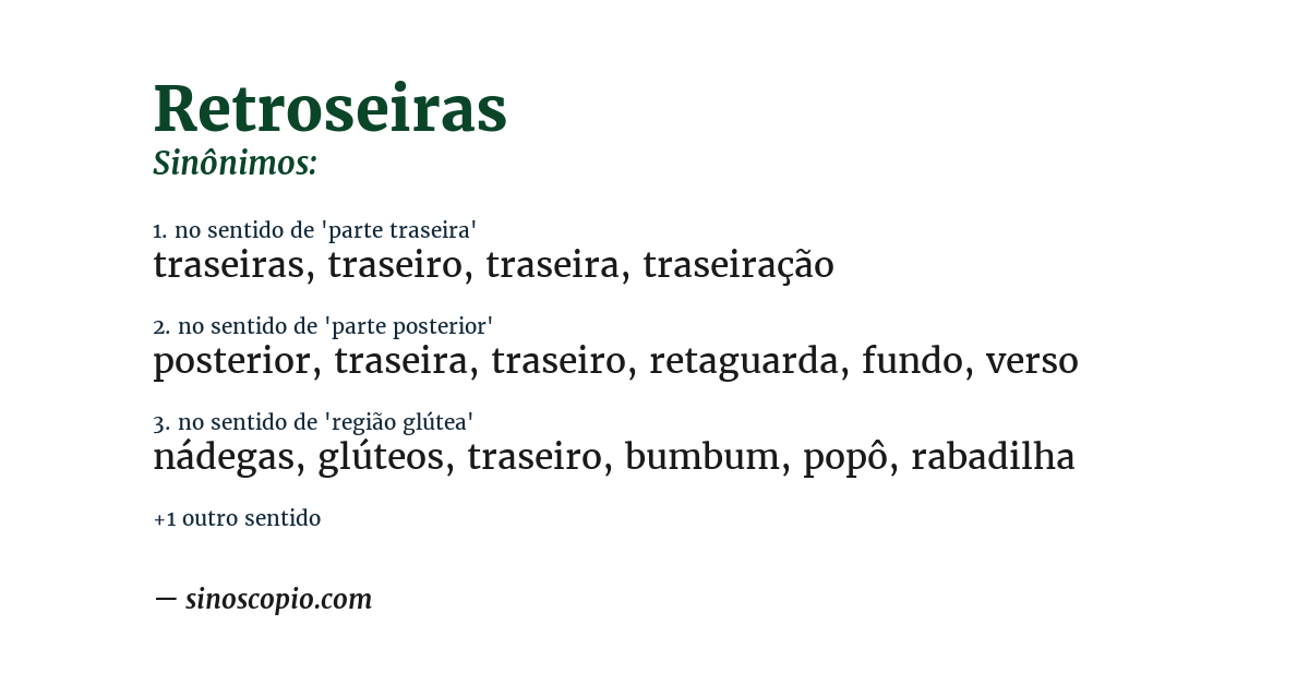 Sinônimo de retroseiras