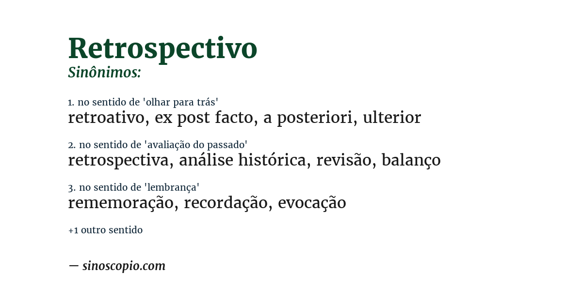 Sinônimo de retrospectivo